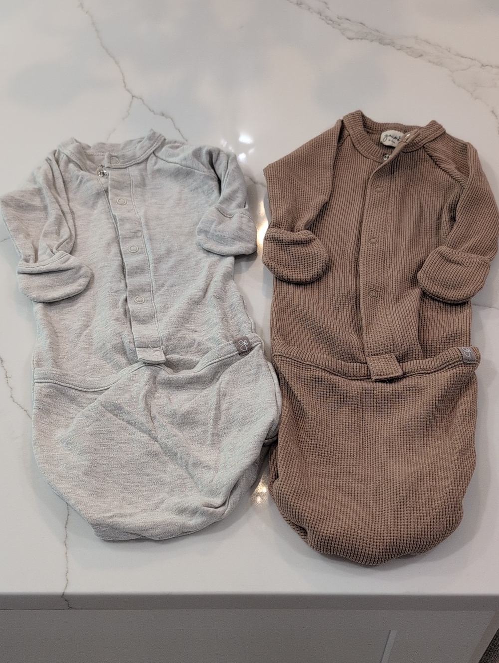 Neutral Two-Pack Baby Sleepers - Gray & Brown